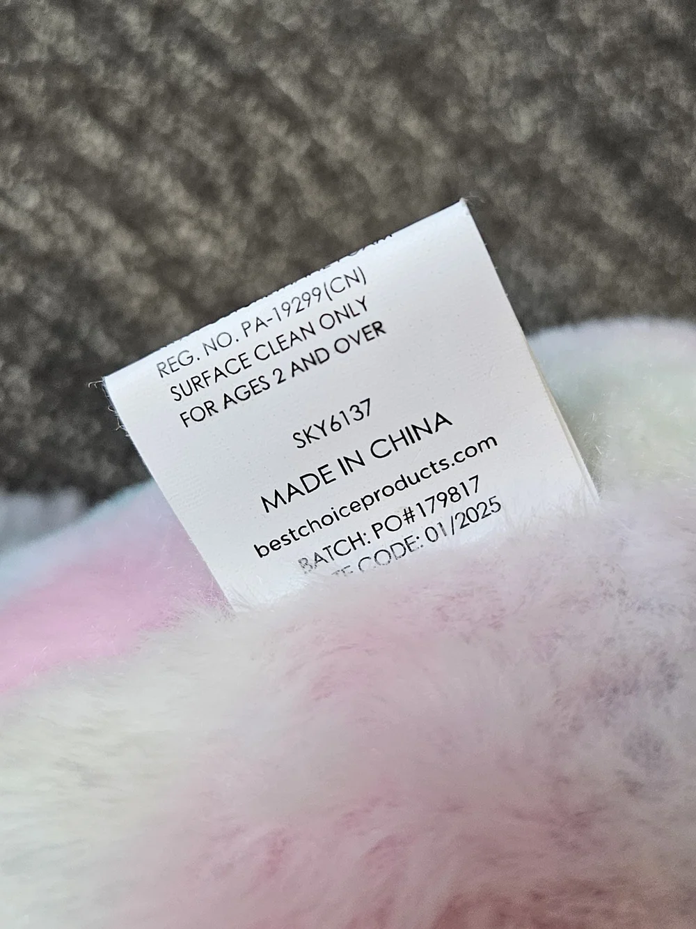 Plush Pastel Rainbow Teddy Bear with Pink Bow - Soft Multicolor Cuddly Toy
